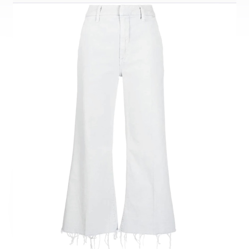 MOTHER The Roller Crop Fray Jeans in White, Sz 28